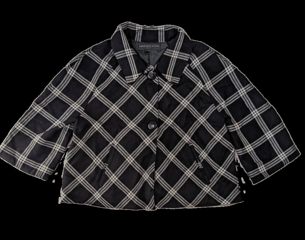 Geoffrey Beene Sport Black Plaid Cropped Jacket